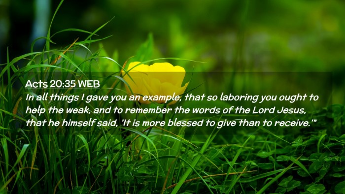 Picture 02 - Acts 20:35 WEB Desktop Wallpaper - In all things I gave you an example, that so - Desktop Bible Verse Wallpaper
