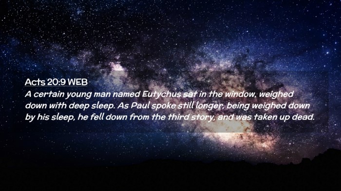 Picture 02 - Acts 20:9 WEB Desktop Wallpaper - A certain young man named Eutychus sat in the - Desktop Bible Verse Wallpaper