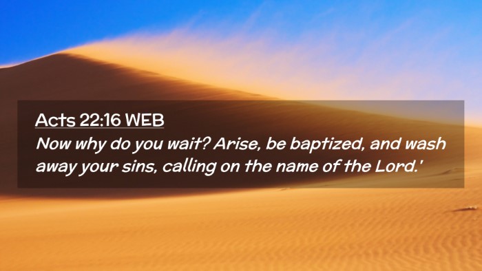 Picture 02 - Acts 22:16 WEB Desktop Wallpaper - Now why do you wait? Arise, be baptized, and wash - Desktop Bible Verse Wallpaper
