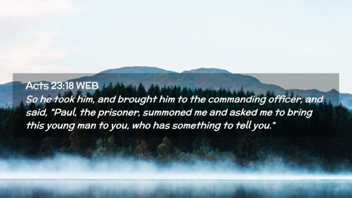 Picture 02 - Acts 23:18 WEB Desktop Wallpaper - So he took him, and brought him to the commanding - Desktop Bible Verse Wallpaper