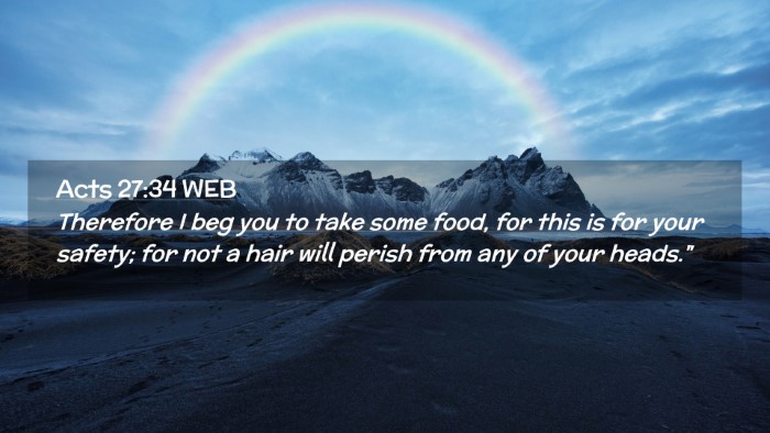 Picture 02 - Acts 27:34 WEB Desktop Wallpaper - Therefore I beg you to take some food, for this - Desktop Bible Verse Wallpaper