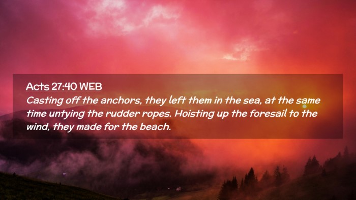 Picture 02 - Acts 27:40 WEB Desktop Wallpaper - Casting off the anchors, they left them in the - Desktop Bible Verse Wallpaper