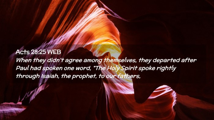 Picture 02 - Acts 28:25 WEB Desktop Wallpaper - When they didn't agree among themselves, they - Desktop Bible Verse Wallpaper