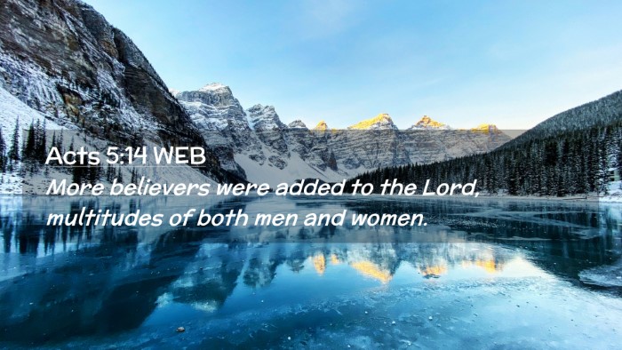 Picture 02 - Acts 5:14 WEB Desktop Wallpaper - More believers were added to the Lord, multitudes - Desktop Bible Verse Wallpaper