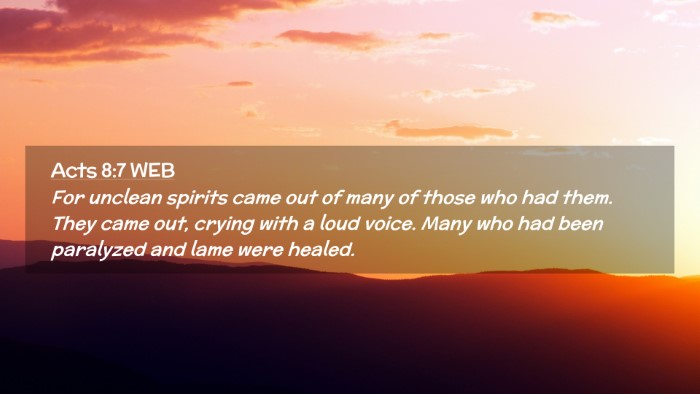Picture 02 - Acts 8:7 WEB Desktop Wallpaper - For unclean spirits came out of many of those who - Desktop Bible Verse Wallpaper