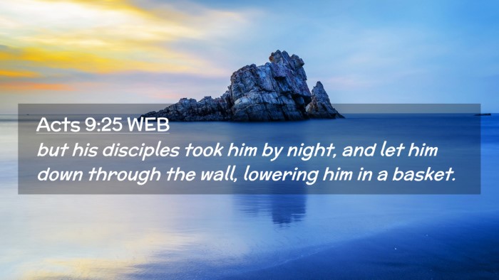 Picture 02 - Acts 9:25 WEB Desktop Wallpaper - but his disciples took him by night, and let him - Desktop Bible Verse Wallpaper