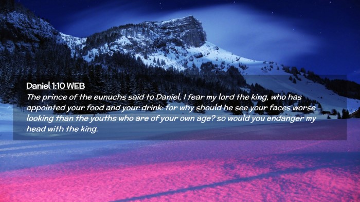 Picture 02 - Daniel 1:10 WEB Desktop Wallpaper - The prince of the eunuchs said to Daniel, I fear - Desktop Bible Verse Wallpaper
