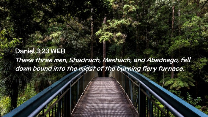 Picture 02 - Daniel 3:23 WEB Desktop Wallpaper - These three men, Shadrach, Meshach, and Abednego, - Desktop Bible Verse Wallpaper