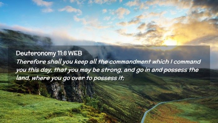 Picture 02 - Deuteronomy 11:8 WEB Desktop Wallpaper - Therefore shall you keep all the commandment - Desktop Bible Verse Wallpaper