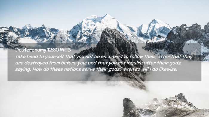 Picture 02 - Deuteronomy 12:30 WEB Desktop Wallpaper - take heed to yourself that you not be ensnared to - Desktop Bible Verse Wallpaper