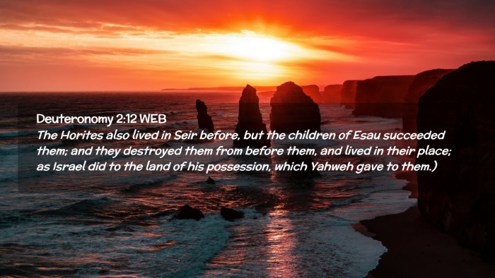 Picture 02 - Deuteronomy 2:12 WEB Desktop Wallpaper - The Horites also lived in Seir before, but the - Desktop Bible Verse Wallpaper