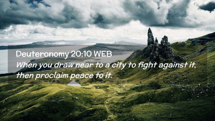 Picture 02 - Deuteronomy 20:10 WEB Desktop Wallpaper - When you draw near to a city to fight against it, - Desktop Bible Verse Wallpaper