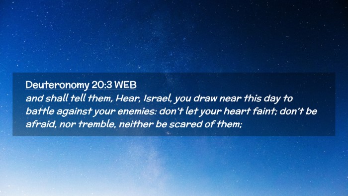 Picture 02 - Deuteronomy 20:3 WEB Desktop Wallpaper - and shall tell them, Hear, Israel, you draw near - Desktop Bible Verse Wallpaper