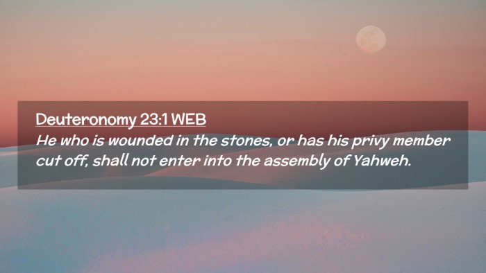 Picture 02 - Deuteronomy 23:1 WEB Desktop Wallpaper - He who is wounded in the stones, or has his privy - Desktop Bible Verse Wallpaper