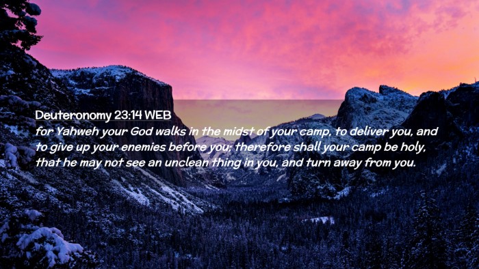 Picture 02 - Deuteronomy 23:14 WEB Desktop Wallpaper - for Yahweh your God walks in the midst of your - Desktop Bible Verse Wallpaper
