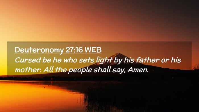 Picture 02 - Deuteronomy 27:16 WEB Desktop Wallpaper - Cursed be he who sets light by his father or his - Desktop Bible Verse Wallpaper