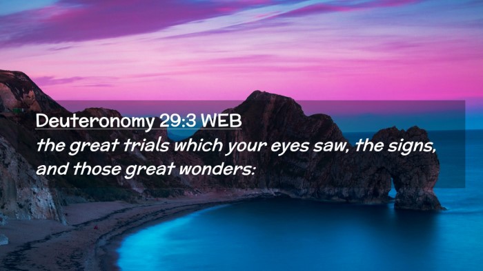 Picture 02 - Deuteronomy 29:3 WEB Desktop Wallpaper - the great trials which your eyes saw, the signs, - Desktop Bible Verse Wallpaper