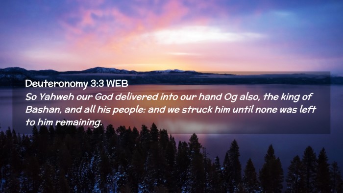 Picture 02 - Deuteronomy 3:3 WEB Desktop Wallpaper - So Yahweh our God delivered into our hand Og - Desktop Bible Verse Wallpaper