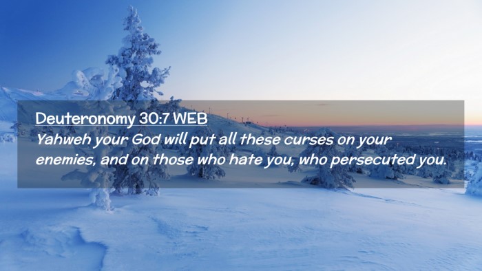 Picture 02 - Deuteronomy 30:7 WEB Desktop Wallpaper - Yahweh your God will put all these curses on your - Desktop Bible Verse Wallpaper
