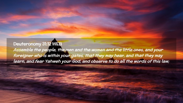 Picture 02 - Deuteronomy 31:12 WEB Desktop Wallpaper - Assemble the people, the men and the women and - Desktop Bible Verse Wallpaper