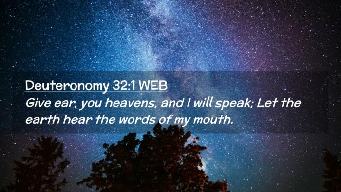 Picture 02 - Deuteronomy 32:1 WEB Desktop Wallpaper - Give ear, you heavens, and I will speak; Let the - Desktop Bible Verse Wallpaper
