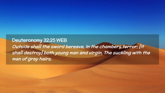 Picture 02 - Deuteronomy 32:25 WEB Desktop Wallpaper - Outside shall the sword bereave, In the chambers - Desktop Bible Verse Wallpaper