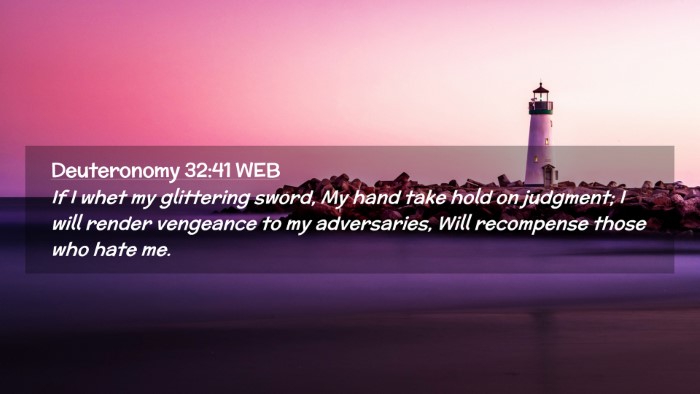 Picture 02 - Deuteronomy 32:41 WEB Desktop Wallpaper - If I whet my glittering sword, My hand take hold - Desktop Bible Verse Wallpaper