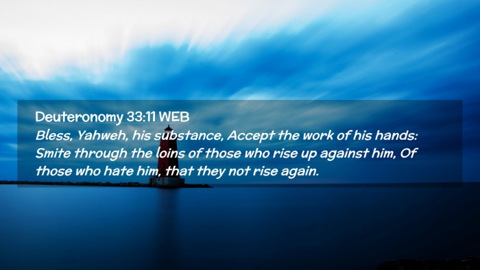 Picture 02 - Deuteronomy 33:11 WEB Desktop Wallpaper - Bless, Yahweh, his substance, Accept the work of - Desktop Bible Verse Wallpaper