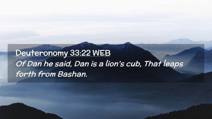 Picture 02 - Deuteronomy 33:22 WEB Desktop Wallpaper - Of Dan he said, Dan is a lion's cub, That leaps - Desktop Bible Verse Wallpaper