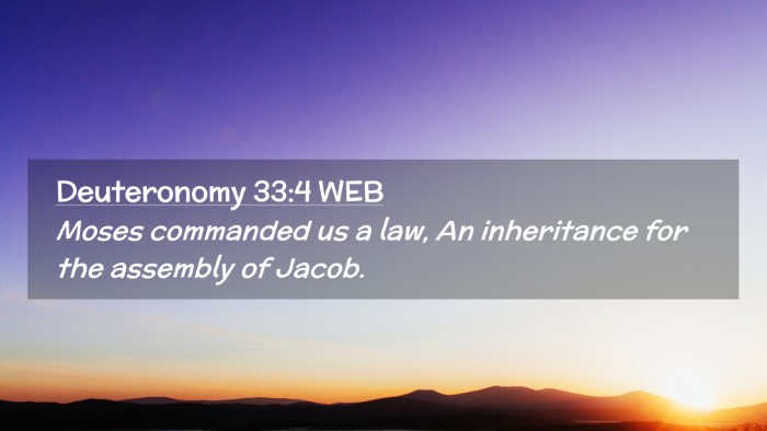 Picture 02 - Deuteronomy 33:4 WEB Desktop Wallpaper - Moses commanded us a law, An inheritance for the - Desktop Bible Verse Wallpaper