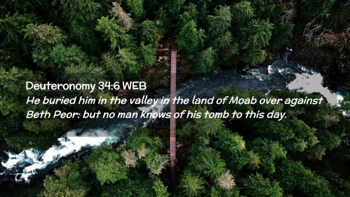 Picture 02 - Deuteronomy 34:6 WEB Desktop Wallpaper - He buried him in the valley in the land of Moab - Desktop Bible Verse Wallpaper