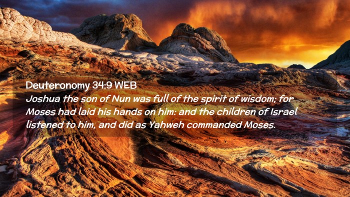 Picture 02 - Deuteronomy 34:9 WEB Desktop Wallpaper - Joshua the son of Nun was full of the spirit of - Desktop Bible Verse Wallpaper