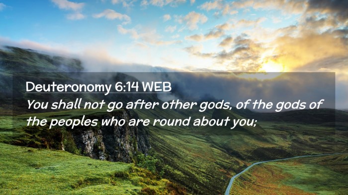 Picture 02 - Deuteronomy 6:14 WEB Desktop Wallpaper - You shall not go after other gods, of the gods of - Desktop Bible Verse Wallpaper