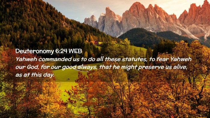 Picture 02 - Deuteronomy 6:24 WEB Desktop Wallpaper - Yahweh commanded us to do all these statutes, to - Desktop Bible Verse Wallpaper