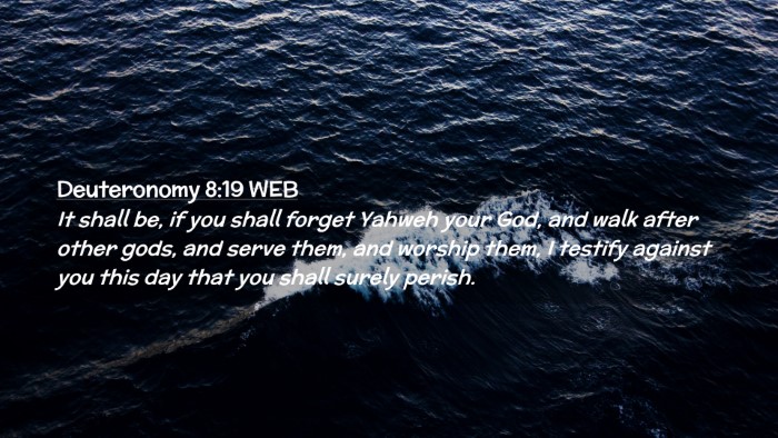 Picture 02 - Deuteronomy 8:19 WEB Desktop Wallpaper - It shall be, if you shall forget Yahweh your God, - Desktop Bible Verse Wallpaper