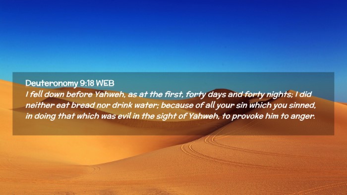 Picture 02 - Deuteronomy 9:18 WEB Desktop Wallpaper - I fell down before Yahweh, as at the first, forty - Desktop Bible Verse Wallpaper