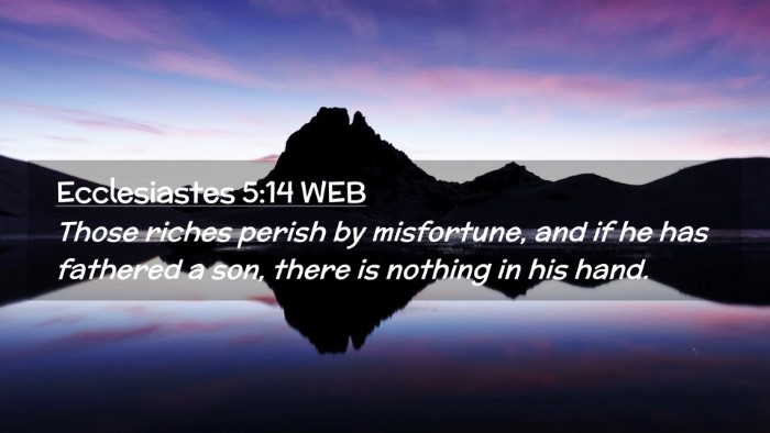 Picture 02 - Ecclesiastes 5:14 WEB Desktop Wallpaper - Those riches perish by misfortune, and if he has - Desktop Bible Verse Wallpaper