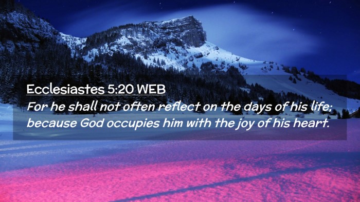 Picture 02 - Ecclesiastes 5:20 WEB Desktop Wallpaper - For he shall not often reflect on the days of his - Desktop Bible Verse Wallpaper