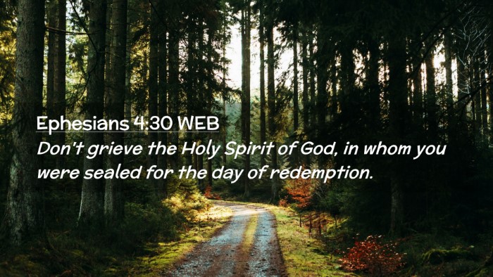 Picture 02 - Ephesians 4:30 WEB Desktop Wallpaper - Don't grieve the Holy Spirit of God, in whom you - Desktop Bible Verse Wallpaper
