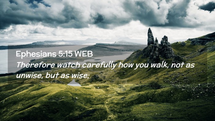 Picture 02 - Ephesians 5:15 WEB Desktop Wallpaper - Therefore watch carefully how you walk, not as - Desktop Bible Verse Wallpaper