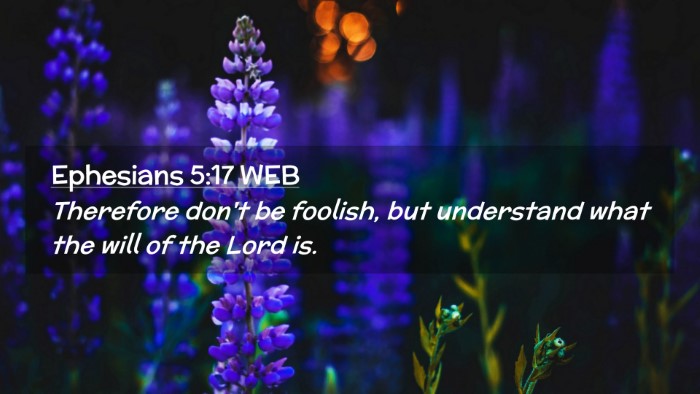 Picture 02 - Ephesians 5:17 WEB Desktop Wallpaper - Therefore don't be foolish, but understand what - Desktop Bible Verse Wallpaper