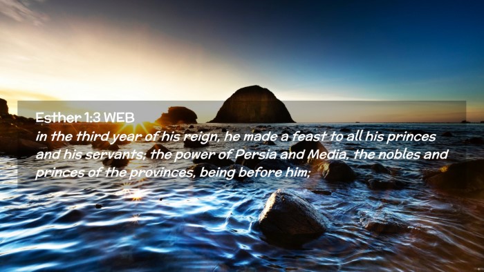 Picture 02 - Esther 1:3 WEB Desktop Wallpaper - in the third year of his reign, he made a feast - Desktop Bible Verse Wallpaper