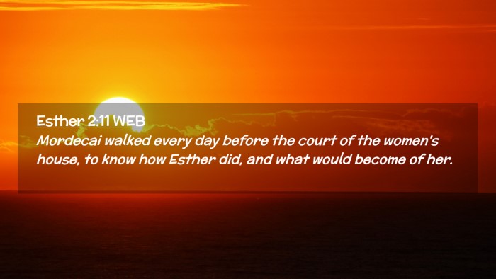 Picture 02 - Esther 2:11 WEB Desktop Wallpaper - Mordecai walked every day before the court of the - Desktop Bible Verse Wallpaper