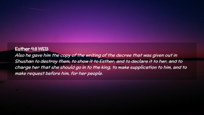 Picture 02 - Esther 4:8 WEB Desktop Wallpaper - Also he gave him the copy of the writing of the - Desktop Bible Verse Wallpaper