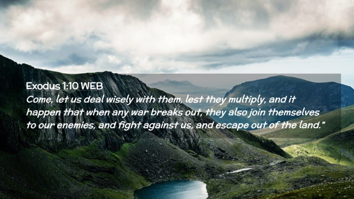 Picture 02 - Exodus 1:10 WEB Desktop Wallpaper - Come, let us deal wisely with them, lest they - Desktop Bible Verse Wallpaper