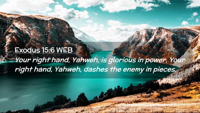 Picture 02 - Exodus 15:6 WEB Desktop Wallpaper - Your right hand, Yahweh, is glorious in power, - Desktop Bible Verse Wallpaper