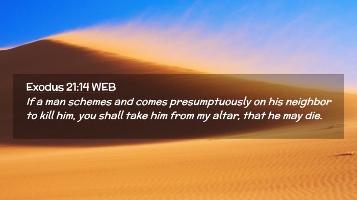 Picture 02 - Exodus 21:14 WEB Desktop Wallpaper - If a man schemes and comes presumptuously on his - Desktop Bible Verse Wallpaper