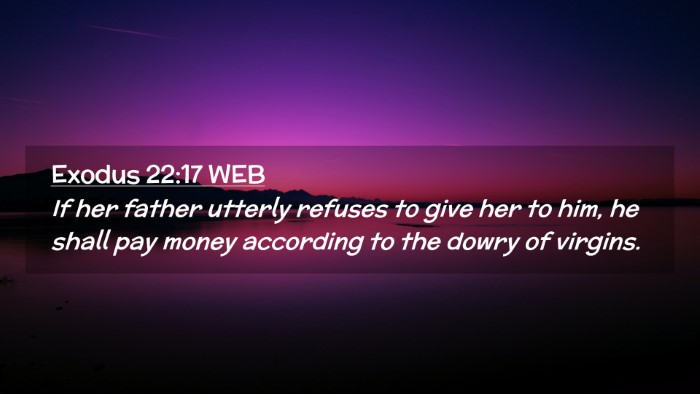 Picture 02 - Exodus 22:17 WEB Desktop Wallpaper - If her father utterly refuses to give her to him, - Desktop Bible Verse Wallpaper