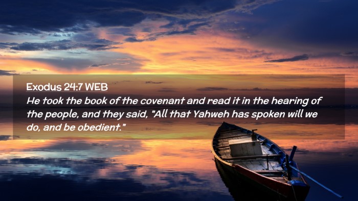 Picture 02 - Exodus 24:7 WEB Desktop Wallpaper - He took the book of the covenant and read it in - Desktop Bible Verse Wallpaper