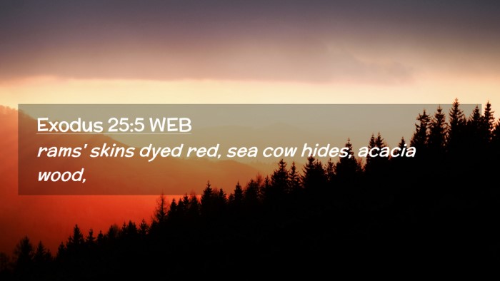 Picture 02 - Exodus 25:5 WEB Desktop Wallpaper - rams' skins dyed red, sea cow hides, acacia - Desktop Bible Verse Wallpaper